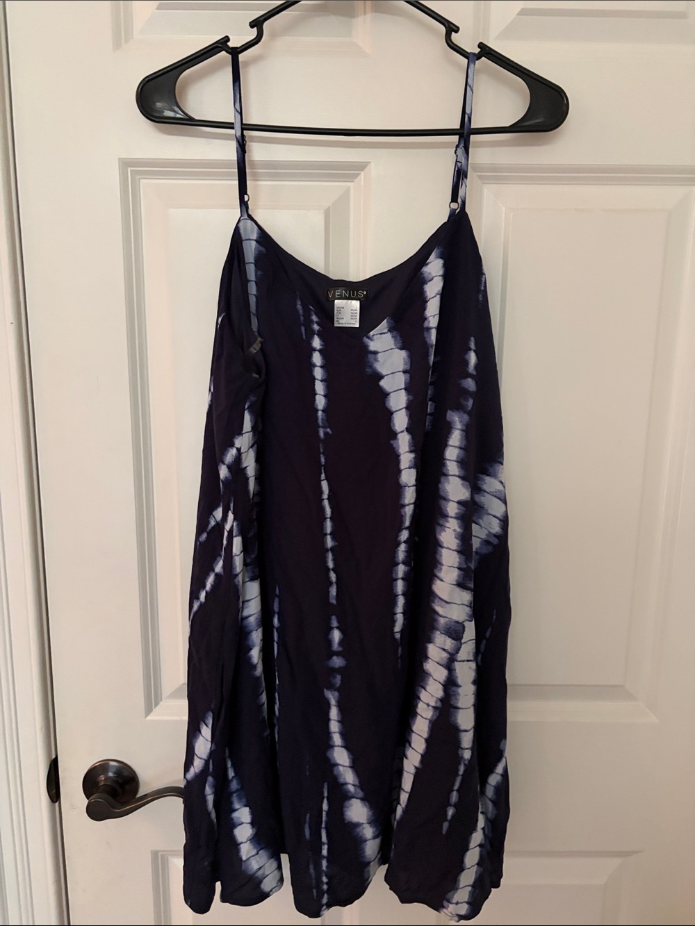 VENUS Navy & White Tie-Dye Spaghetti Strap Slip Dress